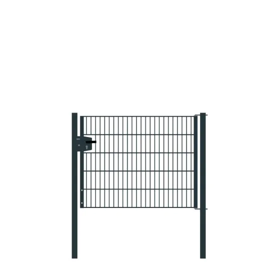 Drahtgittertor 1-flügelig, Durchgangslichte: 134 cm, Gesamtbreite inkl. Pfosten: 146 cm - Ausführung: anthrazit beschichtet, Höhe: 103 cm
