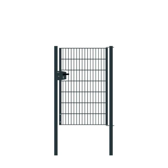 Drahtgittertor 1-flügelig, Durchgangslichte: 95 cm, Gesamtbreite inkl. Pfosten: 107 cm - Ausführung: anthrazit beschichtet, Höhe: 143 cm