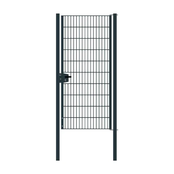 Drahtgittertor 1-flügelig, Durchgangslichte: 95 cm, Gesamtbreite inkl. Pfosten: 107 cm - Ausführung: anthrazit beschichtet, Höhe: 203 cm