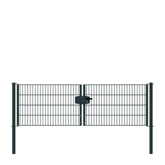 Drahtgittertor 2-flügelig, Durchgangslichte: 264 cm, Gesamtbreite inkl. Pfosten: 276 cm - Ausführung: anthrazit beschichtet, Höhe: 83 cm