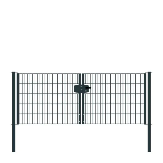 Drahtgittertor 2-flügelig, Durchgangslichte: 264 cm, Gesamtbreite inkl. Pfosten: 276 cm - Ausführung: anthrazit beschichtet, Höhe: 103 cm