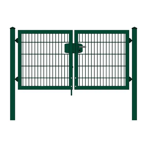 Rohrrahmenflügeltor 2-flügelig - Ausführung: grün beschichtet, Höhe: 103 cm, Durchgangslichte: 200 cm