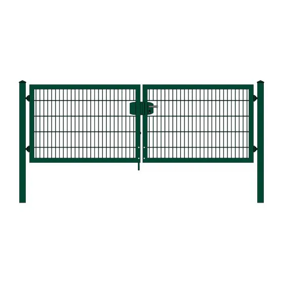 Rohrrahmenflügeltor 2-flügelig - Ausführung: grün beschichtet, Höhe: 103 cm, Durchgangslichte: 300 cm