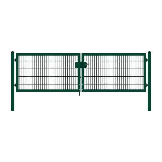Rohrrahmenflügeltor 2-flügelig - Ausführung: grün beschichtet, Höhe: 103 cm, Durchgangslichte: 350 cm