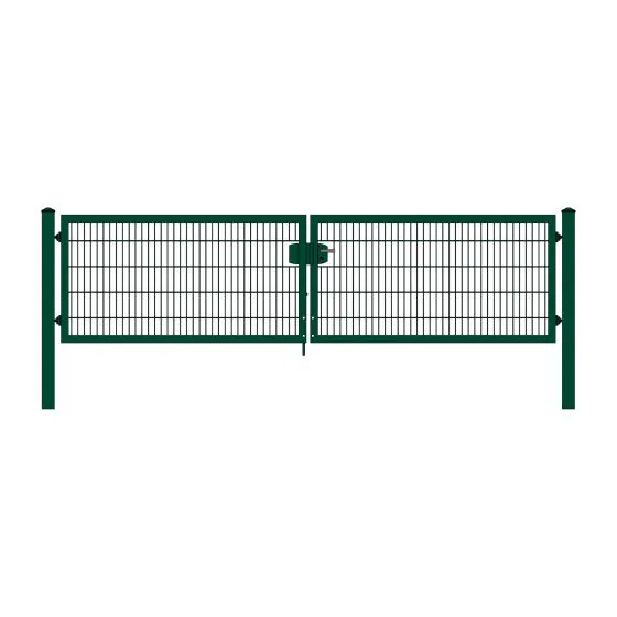Rohrrahmenflügeltor 2-flügelig - Ausführung: grün beschichtet, Höhe: 103 cm, Durchgangslichte: 400 cm