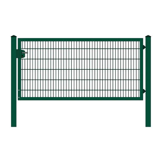 Rohrrahmenflügeltor 1-flügelig - Ausführung: grün beschichtet, Höhe: 123 cm, Durchgangslichte: 250 cm