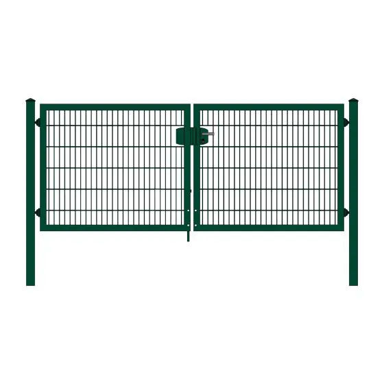 Rohrrahmenflügeltor 2-flügelig - Ausführung: grün beschichtet, Höhe: 123 cm, Durchgangslichte: 300 cm