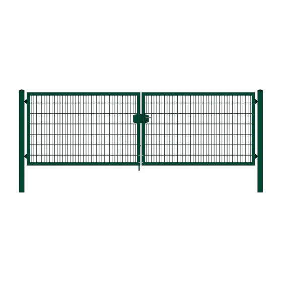 Rohrrahmenflügeltor 2-flügelig - Ausführung: grün beschichtet, Höhe: 143 cm, Durchgangslichte: 450 cm