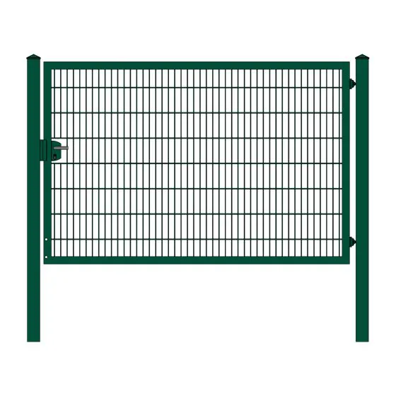 Rohrrahmenflügeltor 1-flügelig - Ausführung: grün beschichtet, Höhe: 163 cm, Durchgangslichte: 250 cm