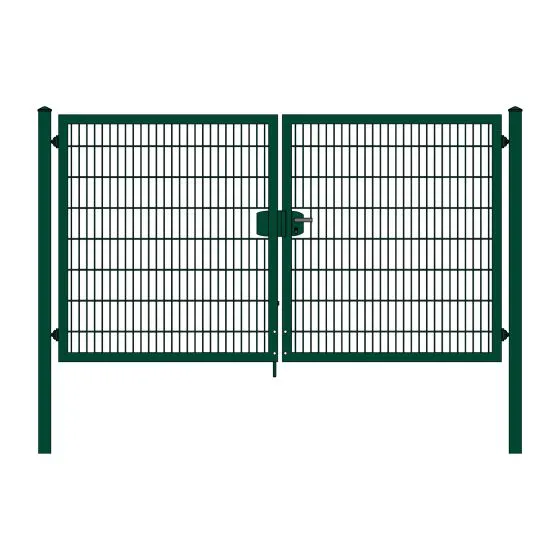 Rohrrahmenflügeltor 2-flügelig - Ausführung: grün beschichtet, Höhe: 163 cm, Durchgangslichte: 300 cm