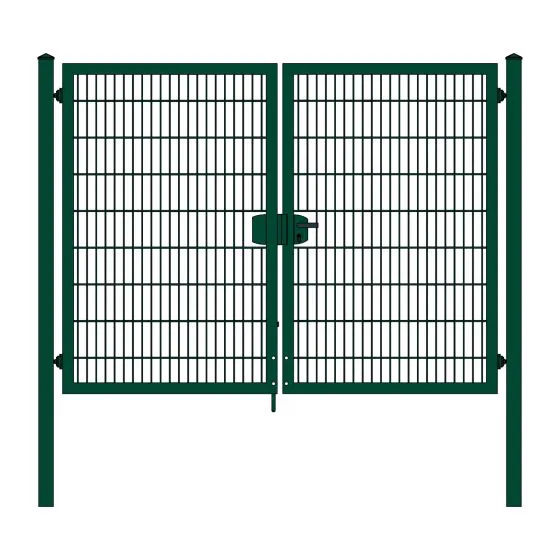 Rohrrahmenflügeltor 2-flügelig - Ausführung: grün beschichtet, Höhe: 183 cm, Durchgangslichte: 250 cm
