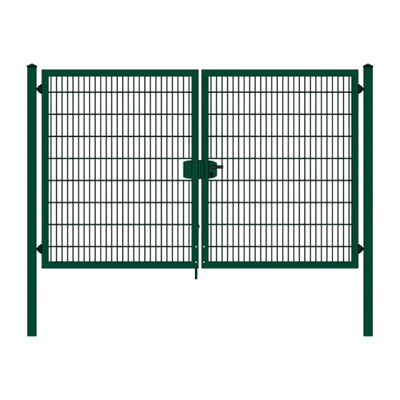 Rohrrahmenflügeltor 2-flügelig - Ausführung: grün beschichtet, Höhe: 183 cm, Durchgangslichte: 300 cm