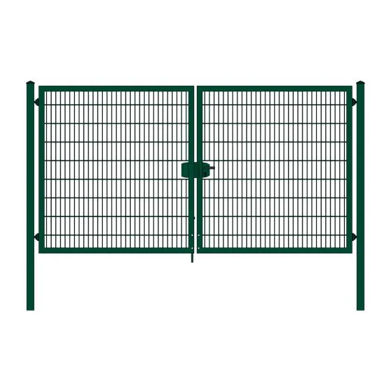 Rohrrahmenflügeltor 2-flügelig - Ausführung: grün beschichtet, Höhe: 183 cm, Durchgangslichte: 350 cm