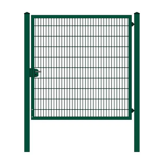 Rohrrahmenflügeltor 1-flügelig - Ausführung: grün beschichtet, Höhe: 203 cm, Durchgangslichte: 200 cm