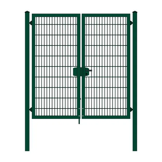Rohrrahmenflügeltor 2-flügelig - Ausführung: grün beschichtet, Höhe: 203 cm, Durchgangslichte: 200 cm