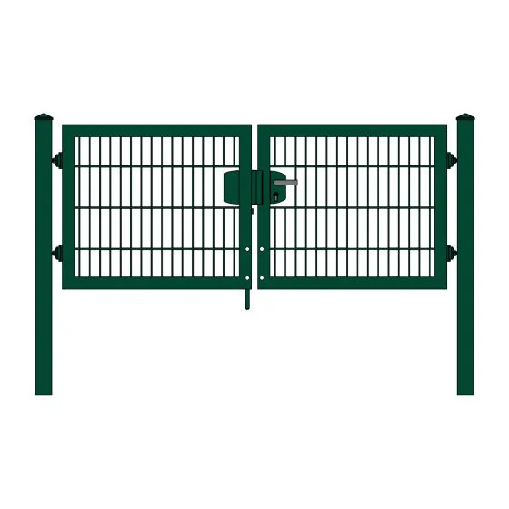 Rohrrahmenflügeltor 2-flügelig - Ausführung: grün beschichtet, Höhe: 83 cm, Durchgangslichte: 200 cm