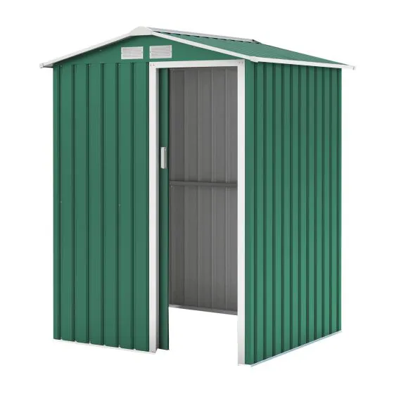 Gerätehaus Kompakt 1, Farbe: grün, Dachlänge: 1550 mm, Dachbreite: 1300 mm, Gesamthöhe: 1860 mm
