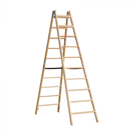 Holz Stufen Doppelleiter Mod. HST - Sprossenanzahl: 2 x 10, Länge: 2,64 m