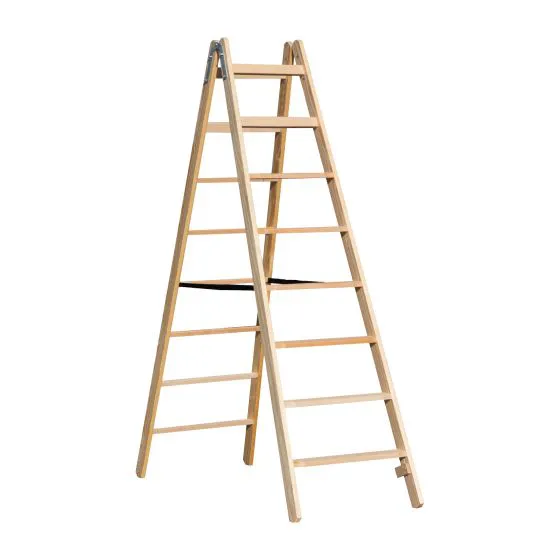 Holz Stufen Doppelleiter Mod. HST - Sprossenanzahl: 2 x 8, Länge: 2,14 m