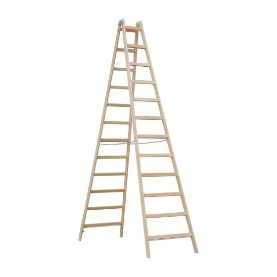 Holzleiter Doppelleiter Mod. HZ - Sprossenanzahl: 2 x 12, Länge: 3,76 m