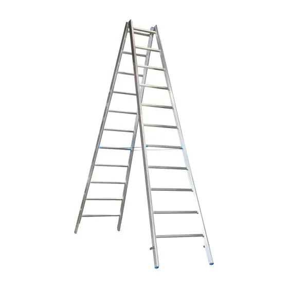 Alu-Sprossen Stehleiter für Maler Mod. M - Sprossenanzahl: 2 x 11, Länge: ca. 3,55 m