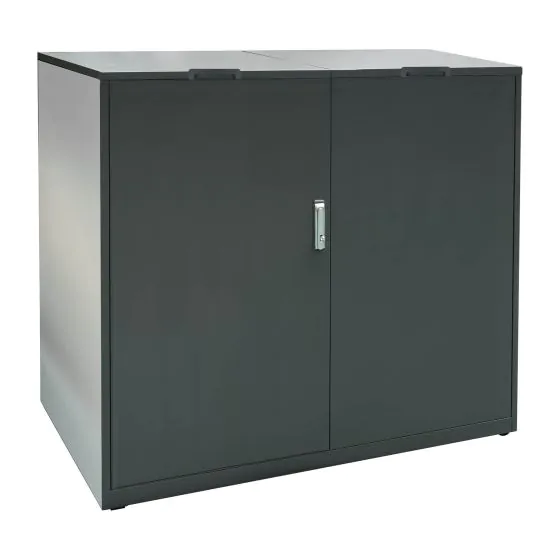 Mülltonnenbox 2-flügelig - Farbe: anthrazit, Breite: 134 cm, Höhe: 120 cm, Tiefe: 80 cm