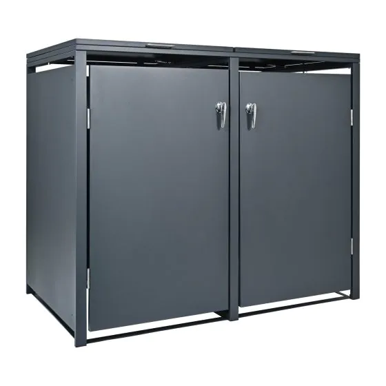 Mülltonnenbox 2-flügelig - Farbe: anthrazit, Breite: 132 cm, Höhe: 116 cm, Tiefe: 80 cm