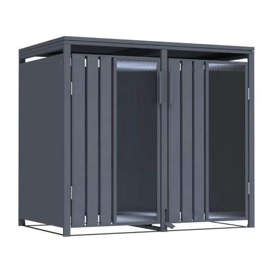 Mülltonnenbox Alina 2-flügelig – Farbe: anthrazit, Breite: 132 cm, Höhe: 116 cm, Tiefe: 80 cm