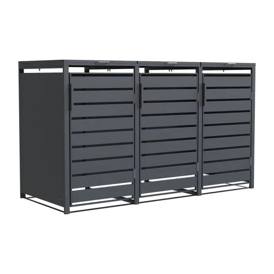 Mülltonnenbox 3-flügelig – Farbe: anthrazit, Breite: 198,5 cm, Höhe: 116 cm, Tiefe: 80 cm