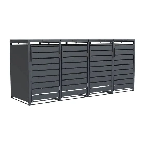 Mülltonnenbox 4-flügelig – Farbe: anthrazit, Breite: 265 cm, Höhe: 116 cm, Tiefe: 80 cm