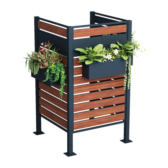 Mülltonnen Sichtschutz 3-seitig - Breite: 85 cm, Höhe: 150 cm, Tiefe: 85 cm, Farbe: Holzoptik anthrazit