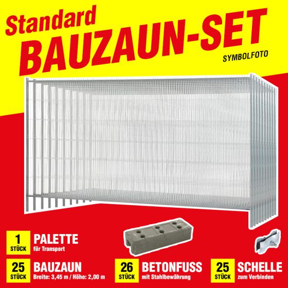 Mobilzaun / Bauzaun Standard SET 87,5 lfm - Höhe: 2 m