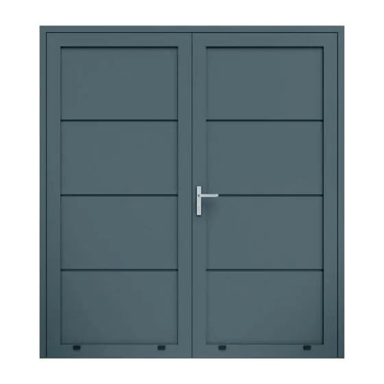 Alu Nebeneingangstür 2-flügelig - Maße: 2000 x 2000 mm (B x H), Farbe: anthrazit RAL 7016, Anschlag: innen links - DIN links