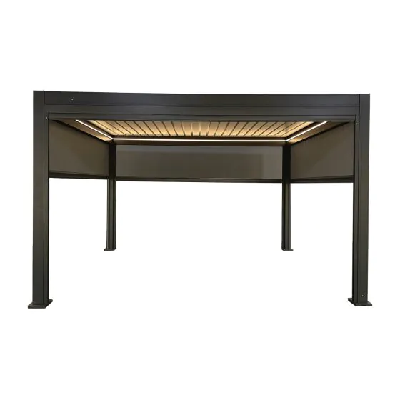 Pergola Dallas 4 m x 3 m mit LED und Sonnenschutz - Farbe: anthrazit, Höhe: 2500 mm