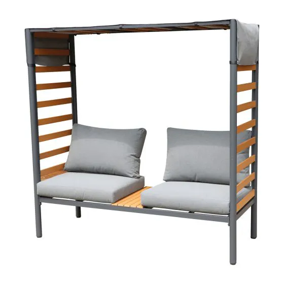 Sonnenbett Roma inkl. Stoffdach - Breite: 1680 mm, Tiefe: 710 mm, Höhe: 1690 mm