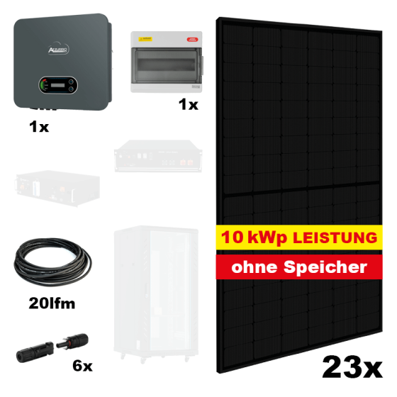 Photovoltaik POWER PLUS MAX FULL BLACK Komplettanlage - Gesamtleistung: 10 kWp, ohne Speicher, mit String Wechselrichter