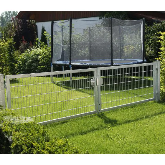 Rohrrahmenflügeltor 2-flügelig - Ausführung: verzinkt, Höhe: 143 cm, Durchgangslichte: 200 cm