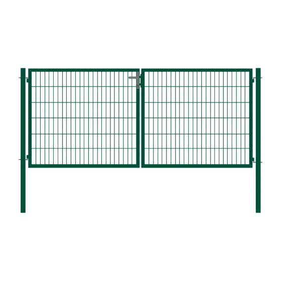 Rohrrahmentor Basic 2-flügelig - Ausführung: grün beschichtet, Höhe: 123 cm, Durchgangslichte: ca. 283 cm