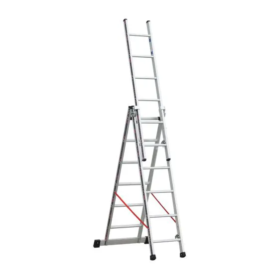 Euro-Profi Mehrzweckleiter 3-tlg. Mod. S307 - Sprossenanzahl: 3 x 6, max. Arbeitshöhe: 5,10 m