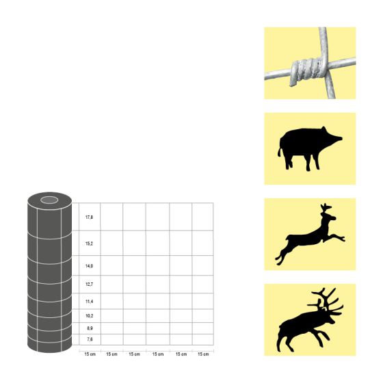 Weidezaun / Knotengeflecht Taurus schwer, Rollenlänge: 50 m, Kantendrähte: ø 3 mm, Draht: ø 2,5 mm - Höhe: 100 cm