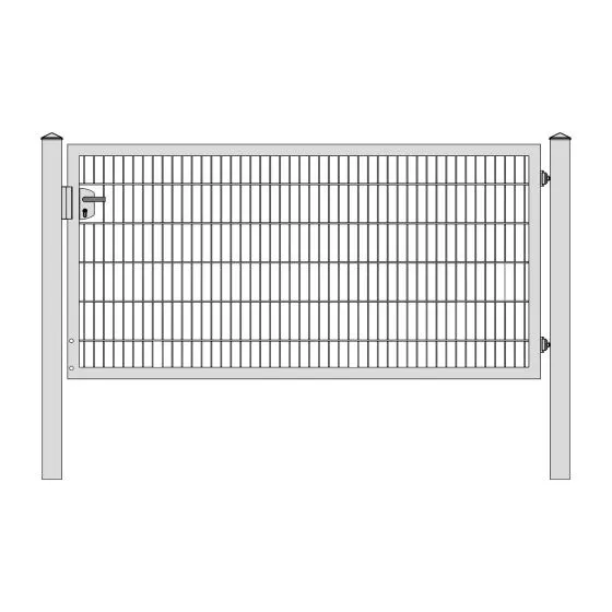Rohrrahmenflügeltor 1-flügelig - Ausführung: verzinkt, Höhe: 123 cm, Durchgangslichte: 250 cm