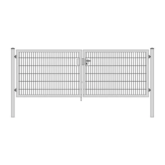 Rohrrahmenflügeltor 2-flügelig - Ausführung: verzinkt, Höhe: 123 cm, Durchgangslichte: 350 cm
