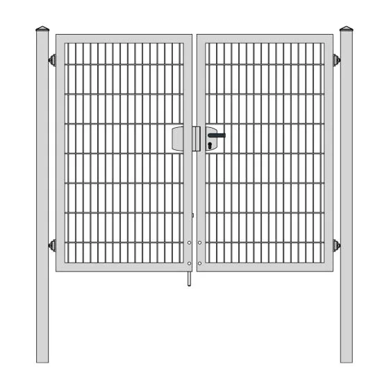 Rohrrahmenflügeltor 2-flügelig - Ausführung: verzinkt, Höhe: 163 cm, Durchgangslichte: 200 cm