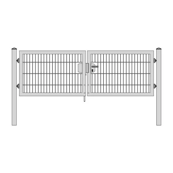 Rohrrahmenflügeltor 2-flügelig - Ausführung: verzinkt, Höhe: 83 cm, Durchgangslichte: 250 cm