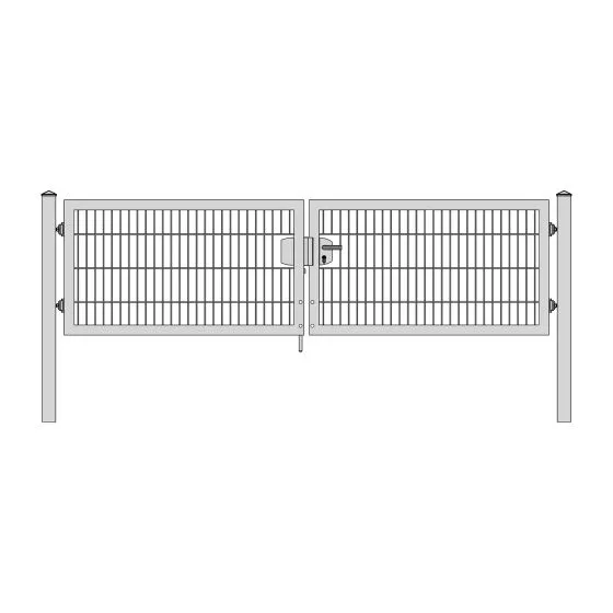 Rohrrahmenflügeltor 2-flügelig - Ausführung: verzinkt, Höhe: 83 cm, Durchgangslichte: 300 cm