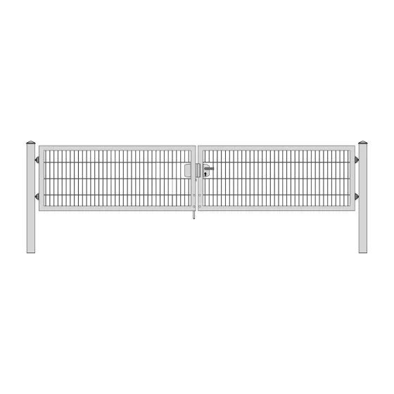Rohrrahmenflügeltor 2-flügelig - Ausführung: verzinkt, Höhe: 83 cm, Durchgangslichte: 400 cm