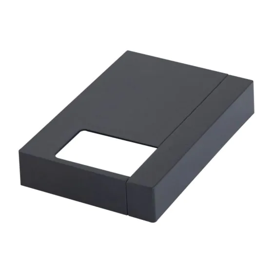 Abdeckung für Fußplatten in Aluminium links – Farbe: anthrazit, Breite: 156 mm, Tiefe: 106 mm, Höhe: 28 mm