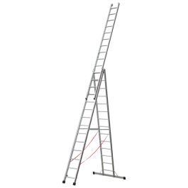 Euro-Profi Mehrzweckleiter 3-tlg. Mod. S307 - Sprossenanzahl: 3 x 14, max. Arbeitshöhe: 10,70 m