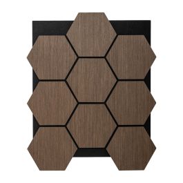 Akustikpaneele mit Hexagon - Modell: Mittelbraun, Maße: 810 x 661 x 18 mm, Stück: 4, Packungsinhalt: ca. 2,14 m²