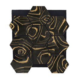 Akustikpaneele mit Hexagon - Modell: Schwarz mit Dekor, Maße: 810 x 661 x 18 mm, Stück: 4, Packungsinhalt: ca. 2,14 m²